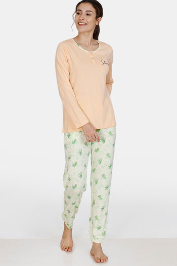 Buy Zivame Tree Of Life Cotton Pyjama Set - Yellow